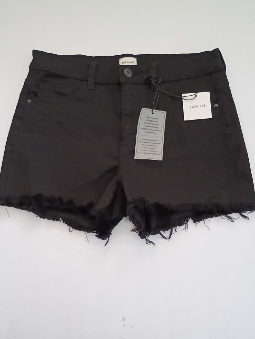 Sneak Peek Black Frayed Hem Denim Shorts